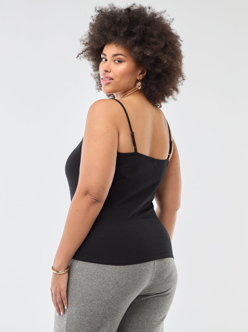 Top com alças finas Preto - Kiabi