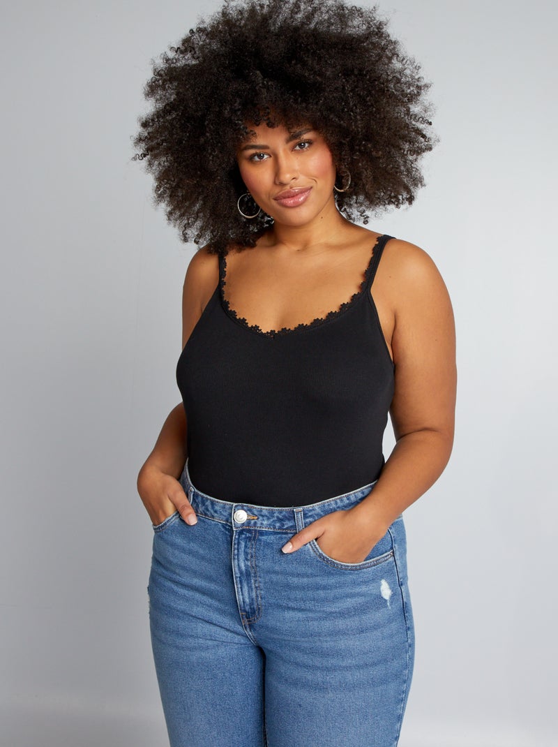 Top com alças finas Preto - Kiabi