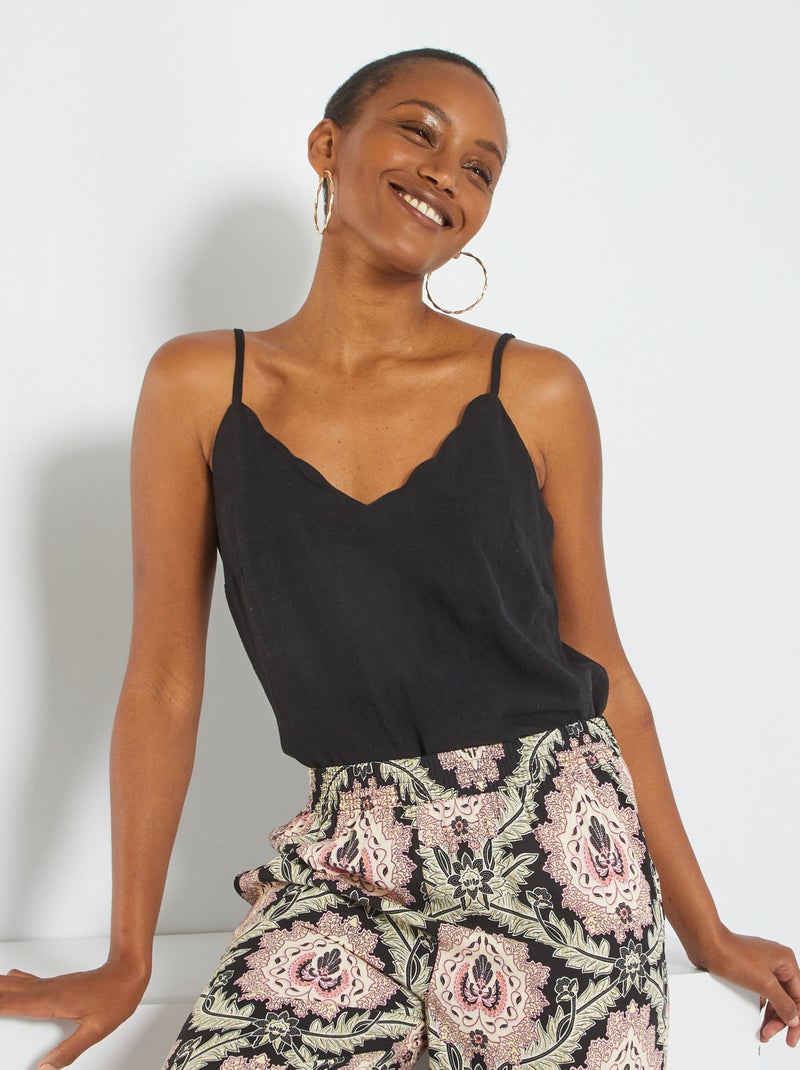 Top com alças finas Preto - Kiabi