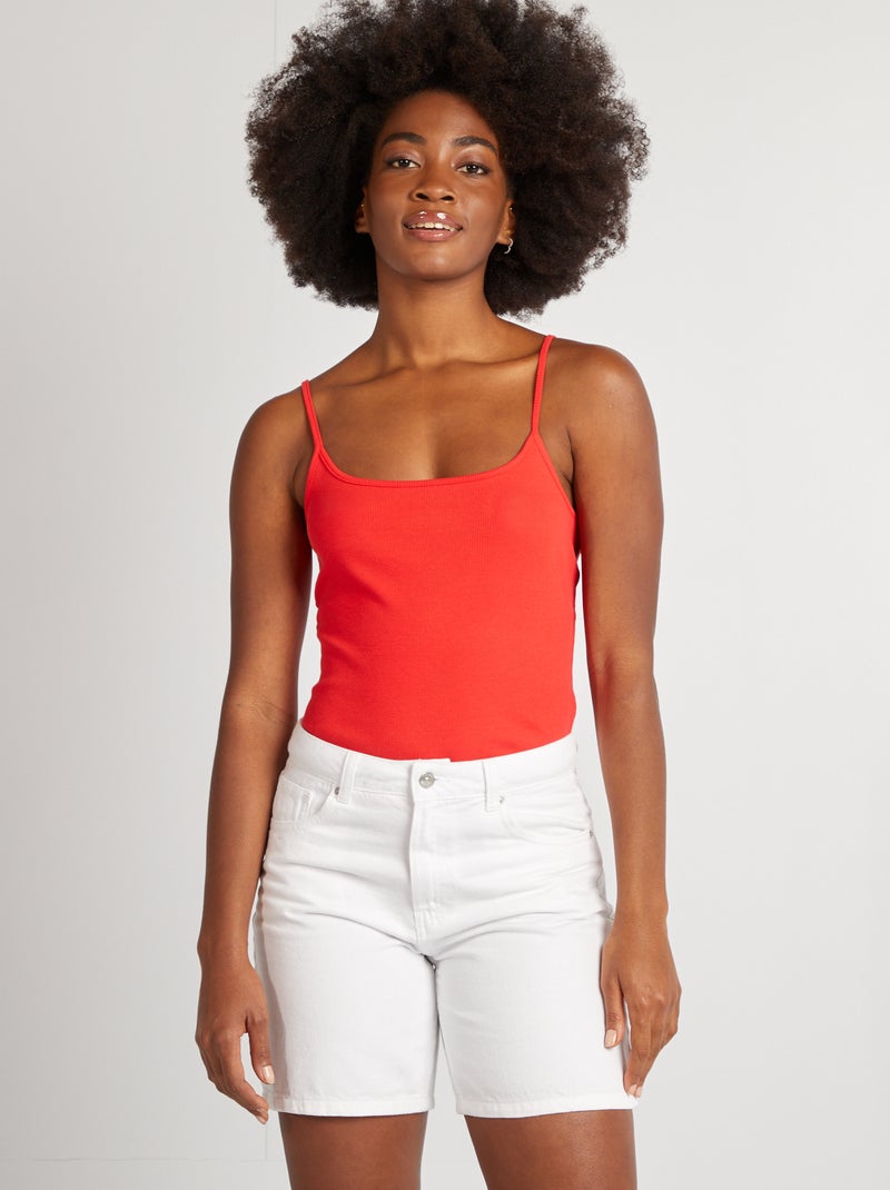 Top com alças nervurado VERMELHO - Kiabi