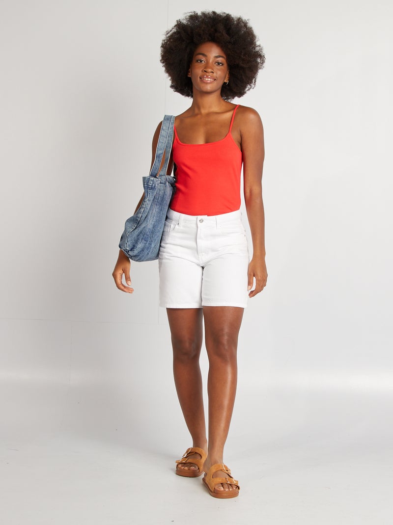 Top com alças nervurado VERMELHO - Kiabi