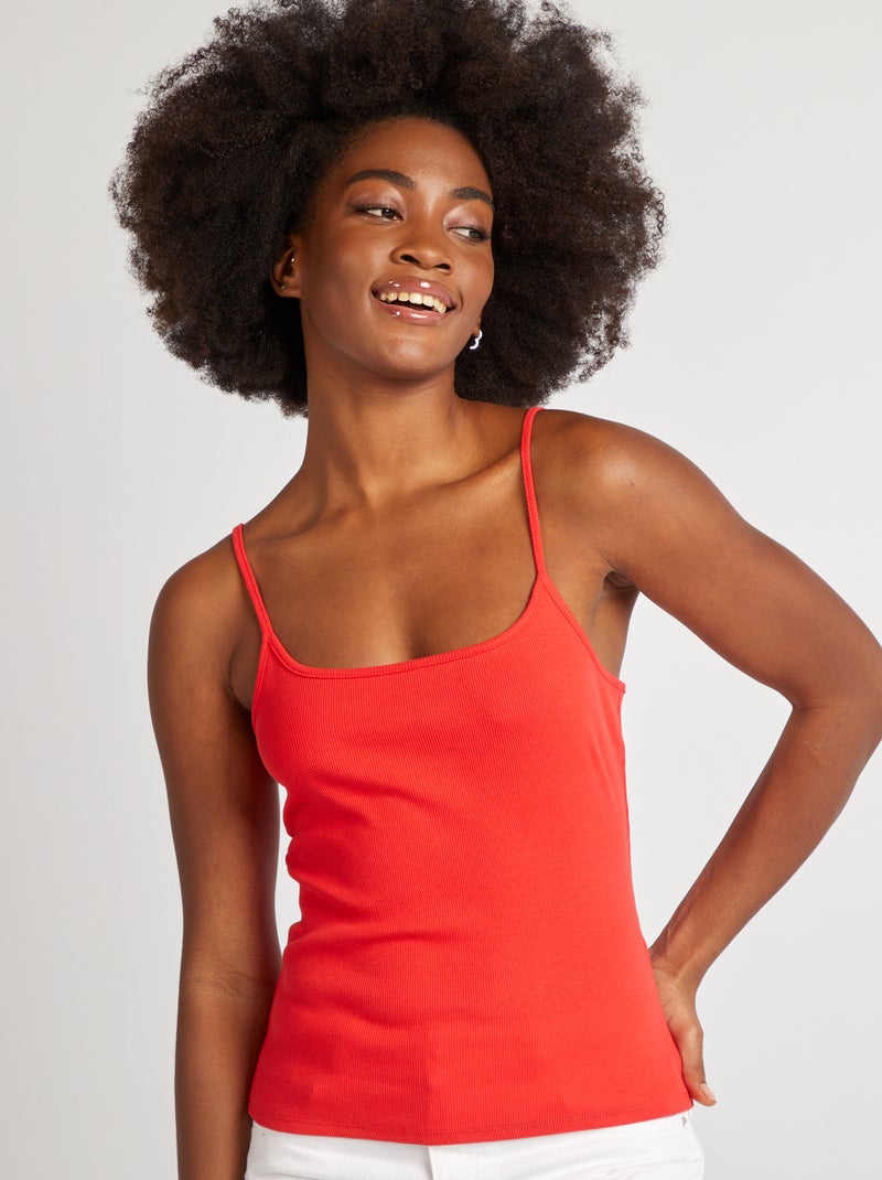 Top com alças nervurado VERMELHO - Kiabi