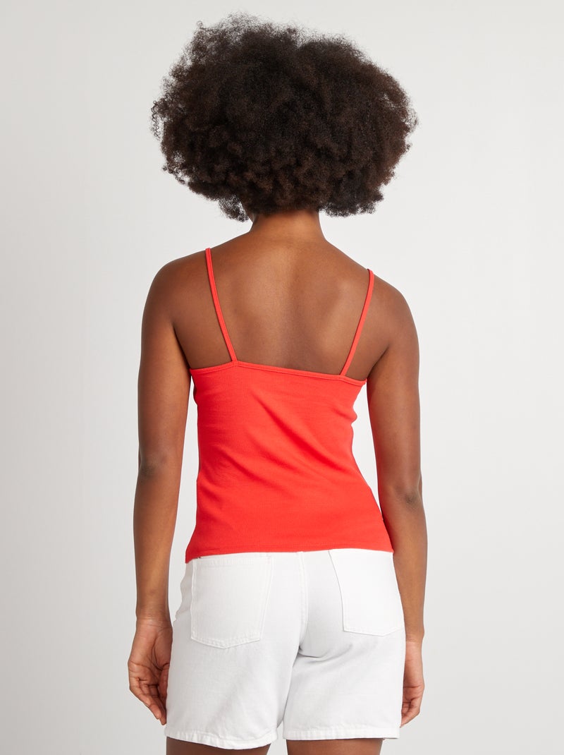 Top com alças nervurado VERMELHO - Kiabi