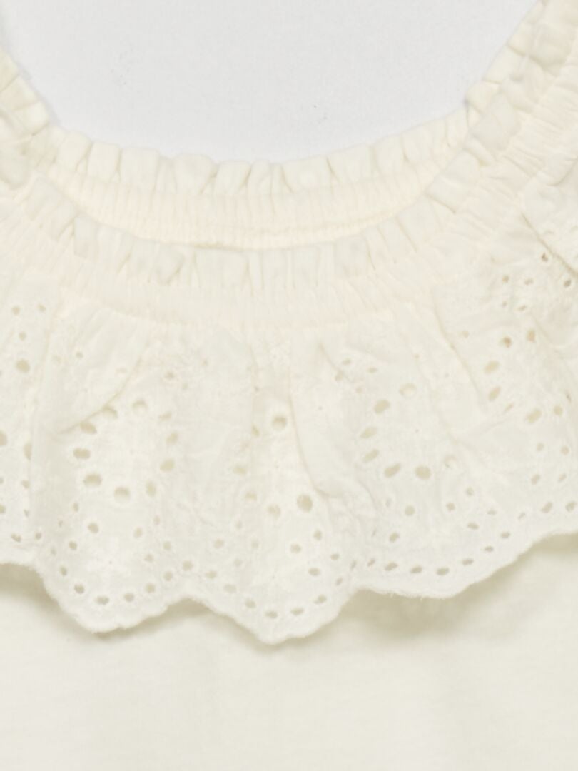 Top com bordado inglês Branco - Kiabi