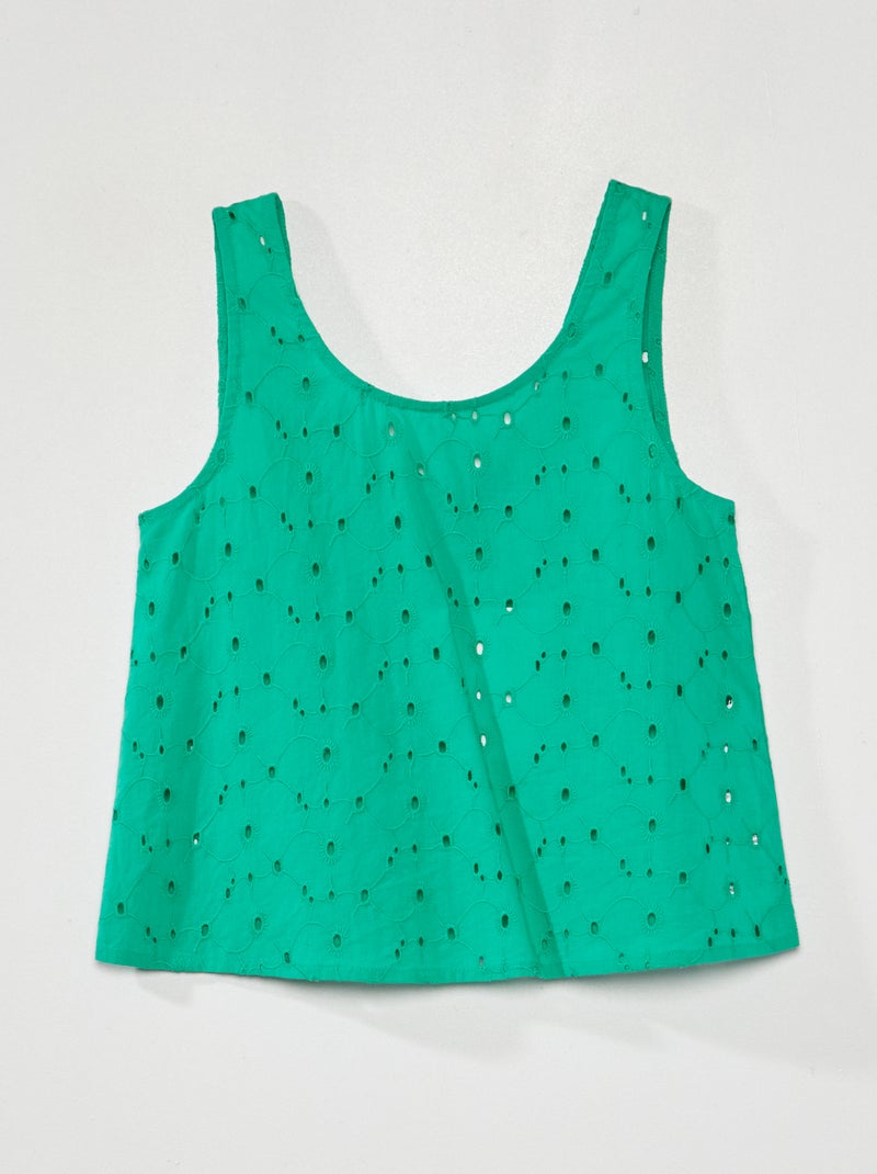 Top com bordado inglês VERDE - Kiabi