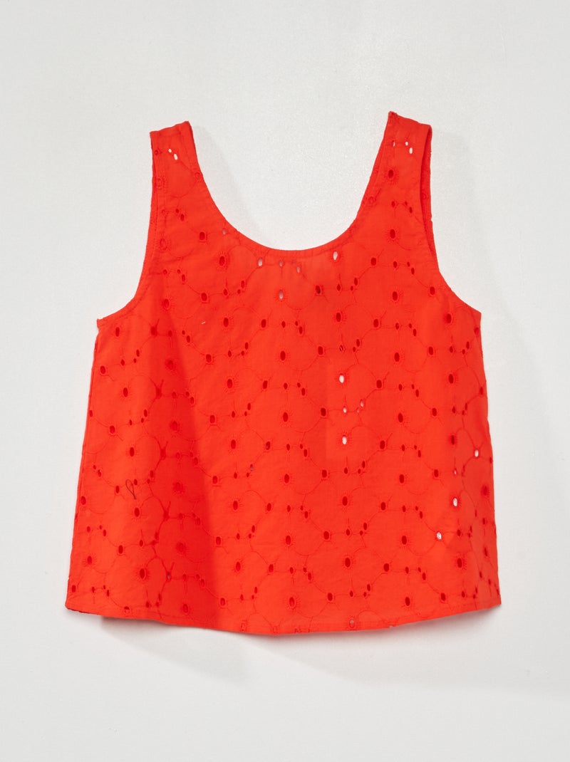 Top com bordado inglês VERMELHO - Kiabi