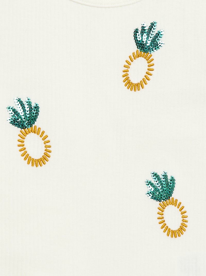 Top com bordados fantasia Branco - Kiabi