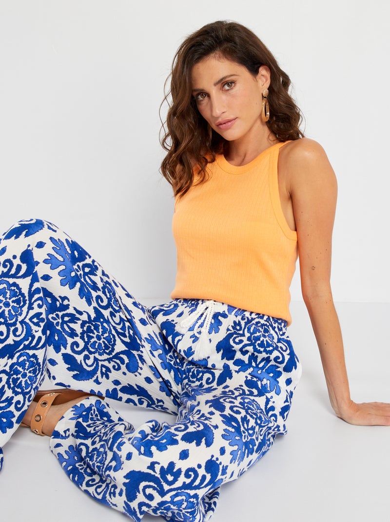 Top com cavas americanas de malha pointelle LARANJA - Kiabi