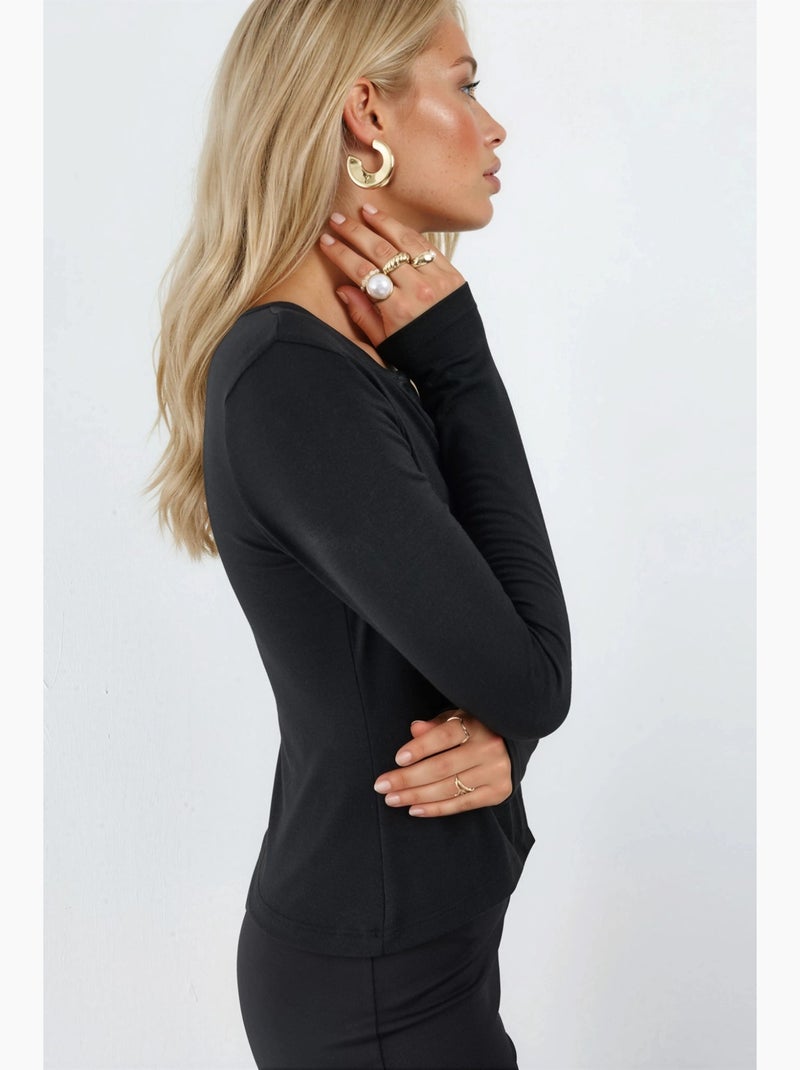 Top com decote em v e casaco casual busem Preto - Kiabi