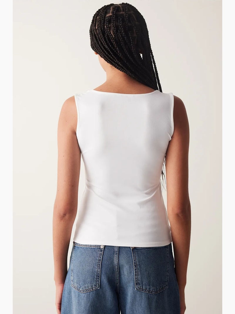 Top com decote quadrado e alças penti Branco - Kiabi