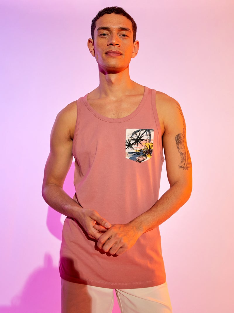 Top com estampado à frente Rosa Velho - Kiabi