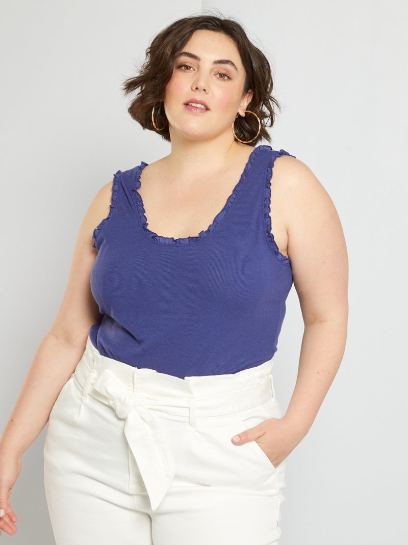 Top com folhos Azul Marinho - Kiabi