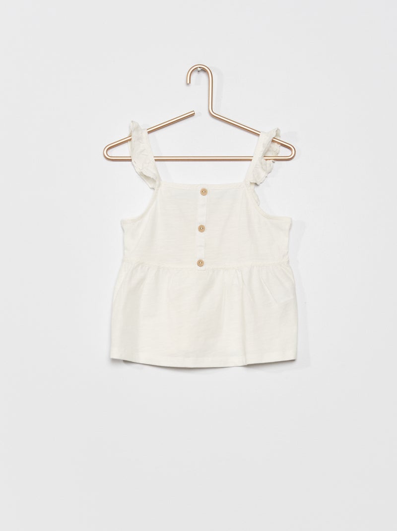 Top com folhos Branco - Kiabi