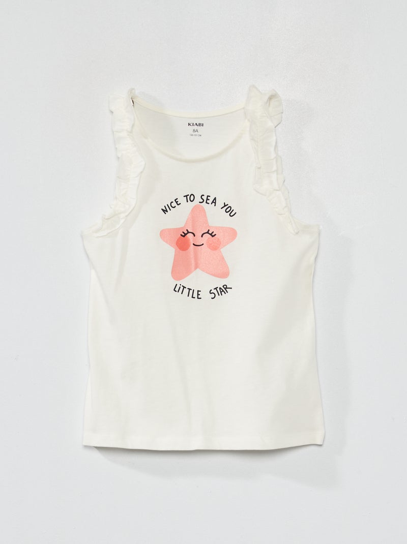Top com folhos BRANCO - Kiabi