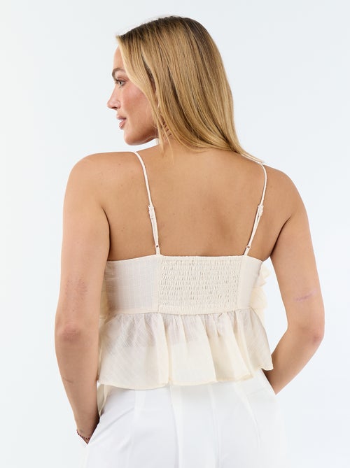 Top com folhos e alças finas - Kiabi