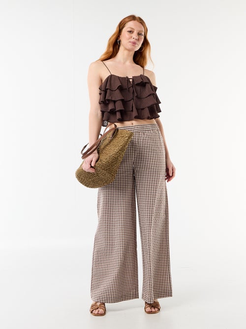 Top com folhos e alças finas - Kiabi