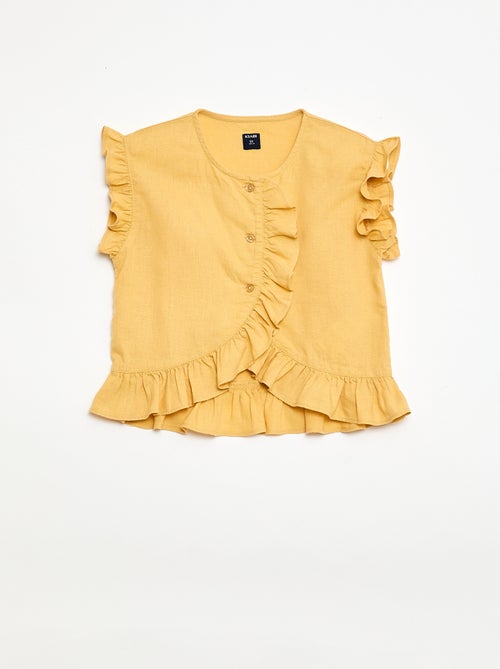 Top com folhos em linho misturado - Kiabi