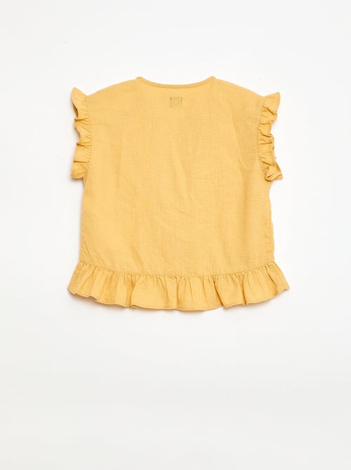 Top com folhos em linho misturado - Kiabi