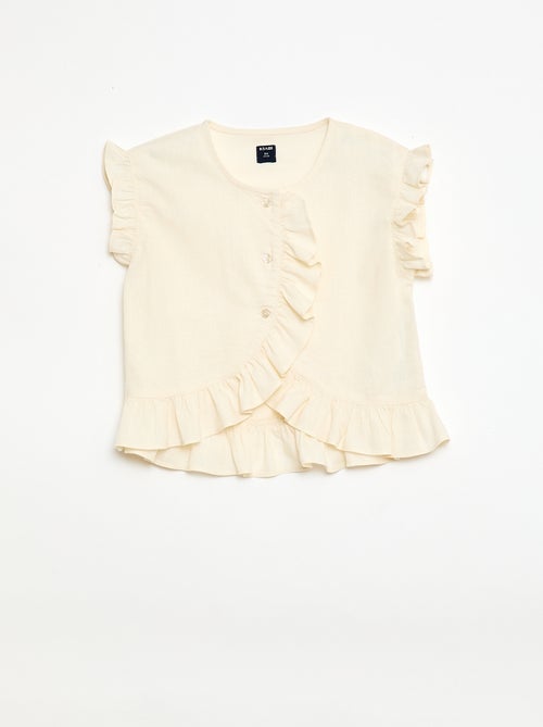 Top com folhos em linho misturado - Kiabi