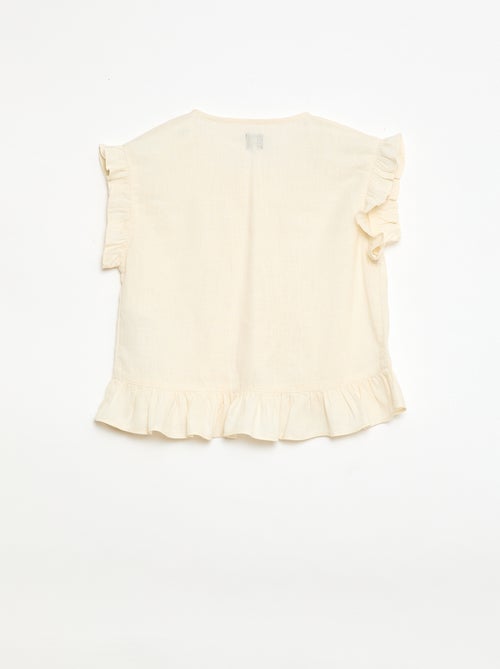 Top com folhos em linho misturado - Kiabi
