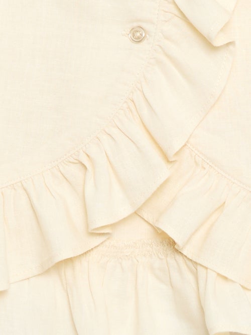 Top com folhos em linho misturado - Kiabi