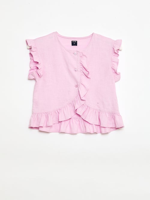 Top com folhos em linho misturado - Kiabi