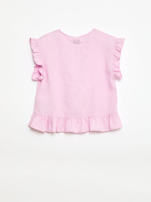 Top com folhos em linho misturado - Kiabi