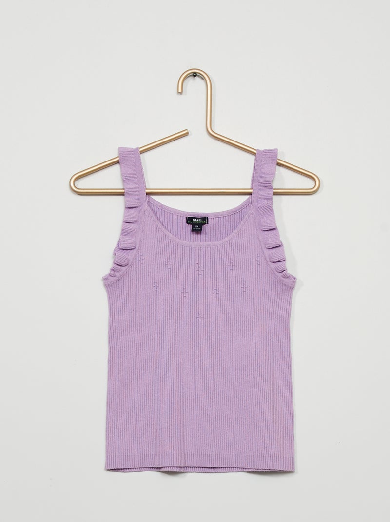 Top com folhos em malha canelada VIOLETA - Kiabi