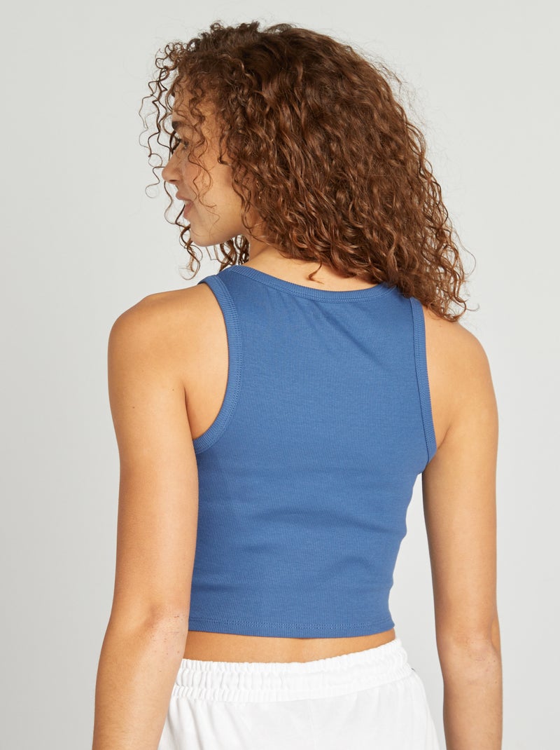 Top com gola americana Azul - Kiabi