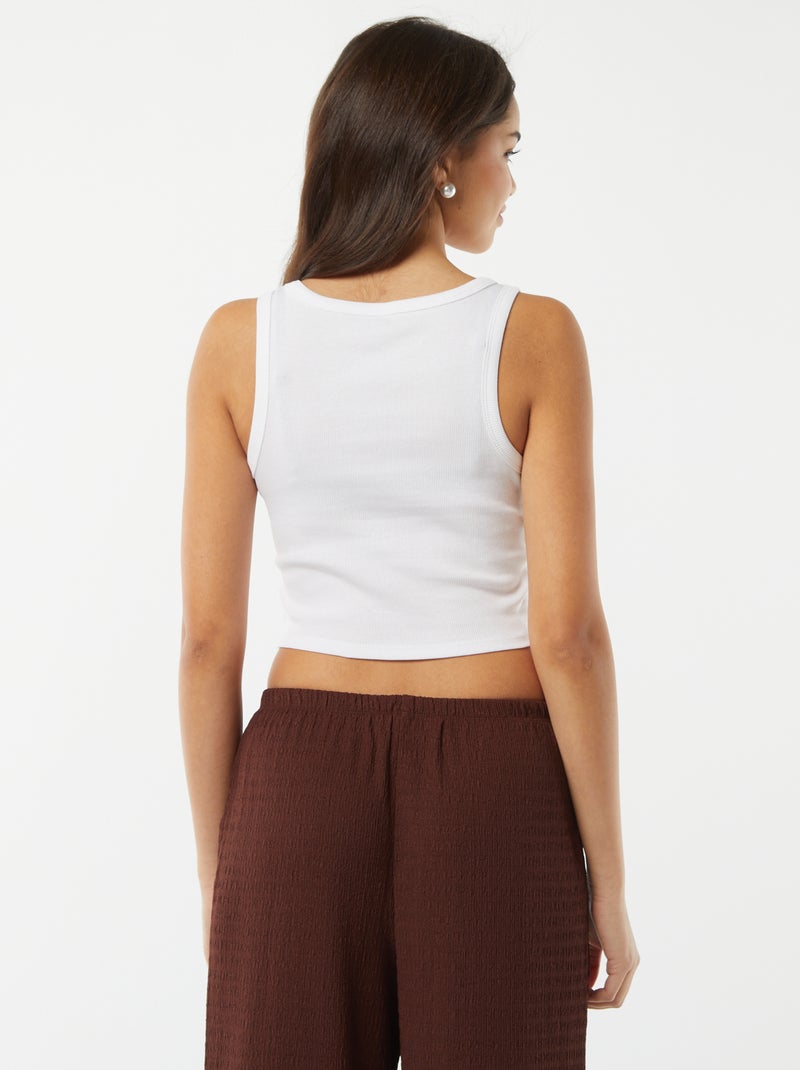 Top com gola americana Branco - Kiabi