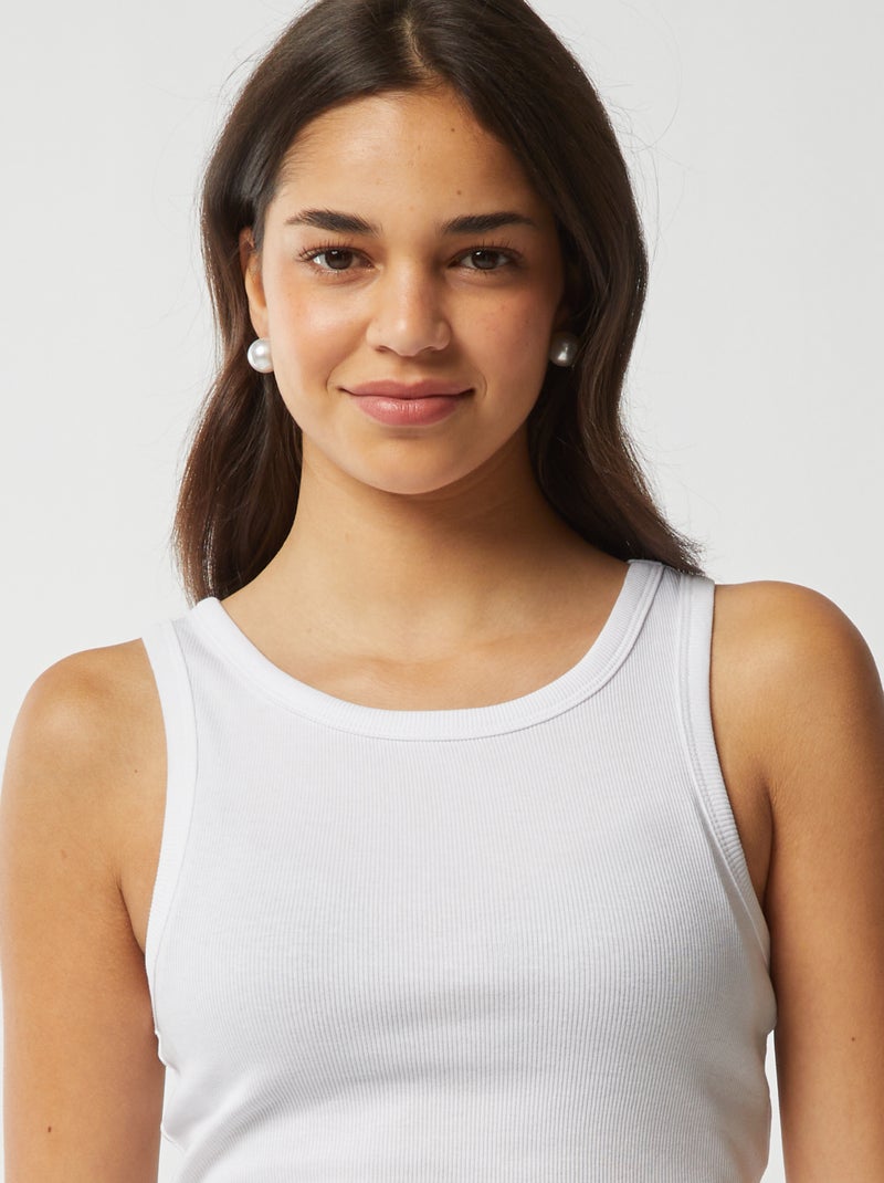 Top com gola americana Branco - Kiabi