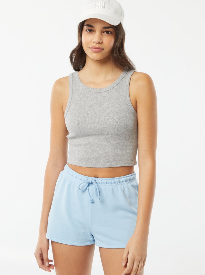 Top com gola americana Cinza - Kiabi