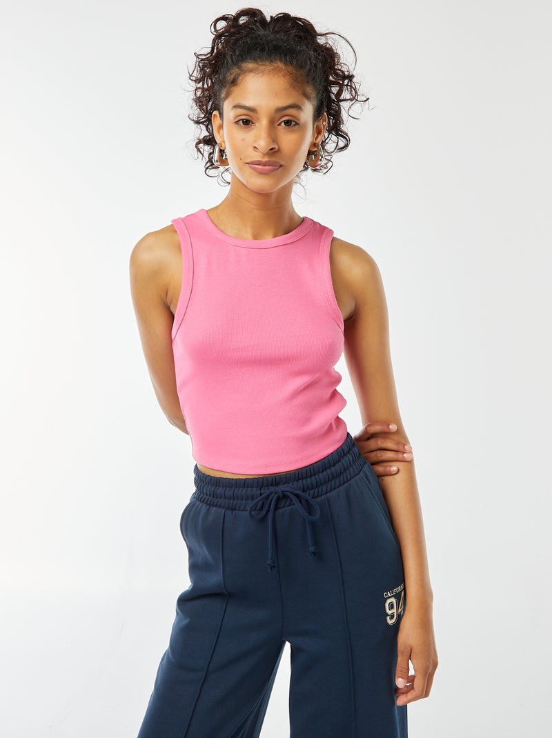 Top com gola americana Rosa - Kiabi