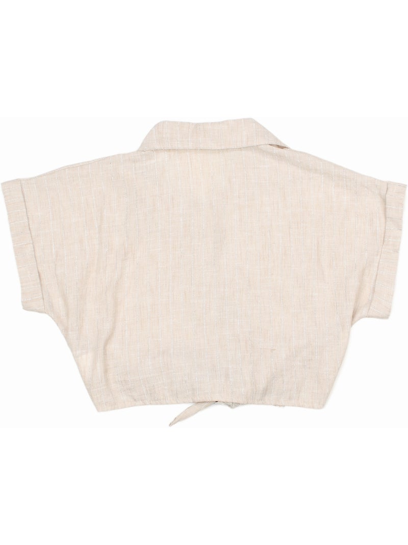 Top com gola de camisa - Kids Star Bege - Kiabi