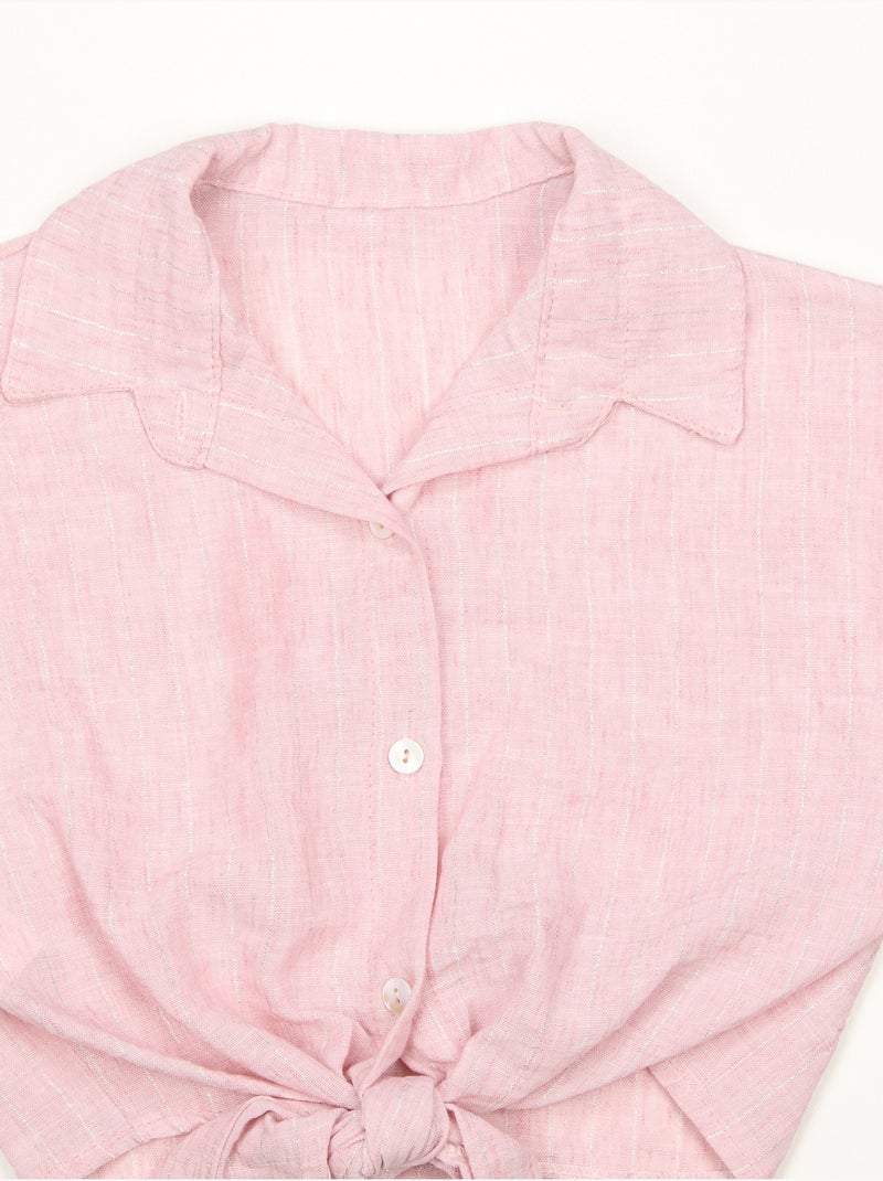 Top com gola de camisa - Kids Star Rosa - Kiabi