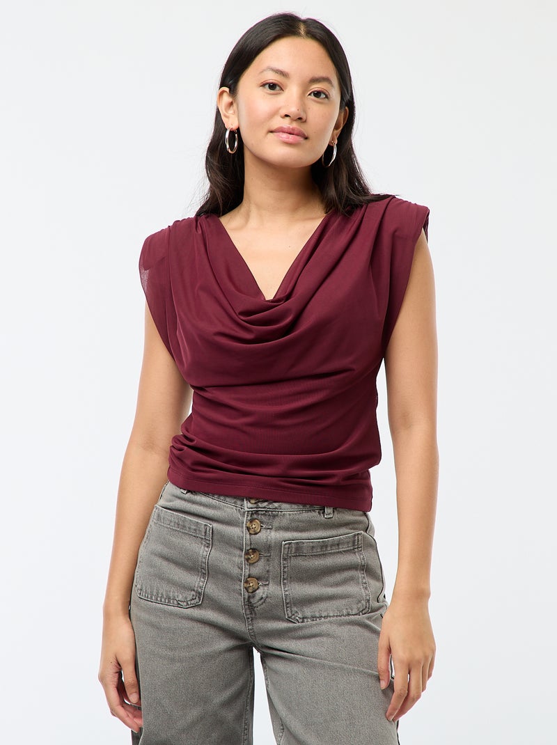 Top com gola drapeada sem mangas Vermelho - Kiabi