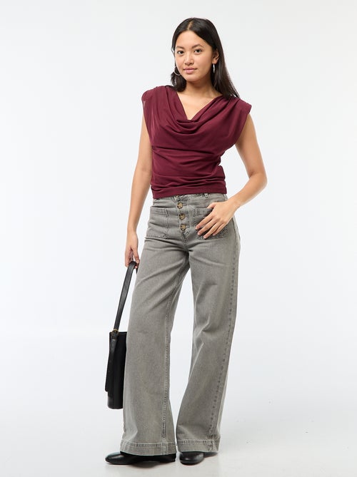 Top com gola drapeada sem mangas - Kiabi