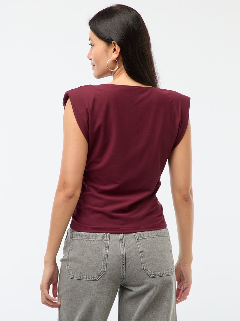 Top com gola drapeada sem mangas Vermelho - Kiabi