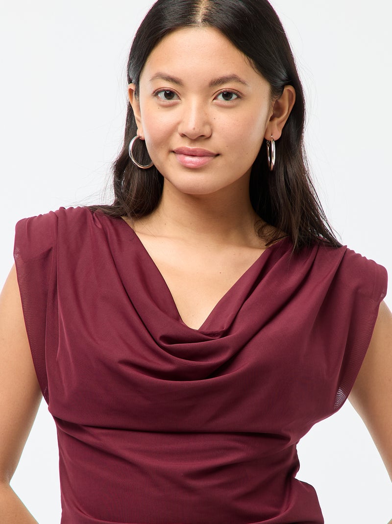 Top com gola drapeada sem mangas Vermelho - Kiabi