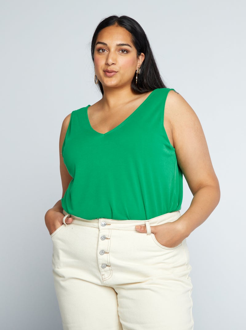 Top com gola em bico VERDE - Kiabi