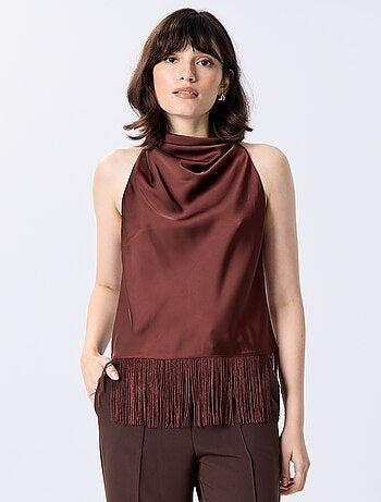 Top com gola halter drapeado