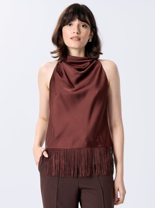 Top com gola halter drapeado - Kiabi