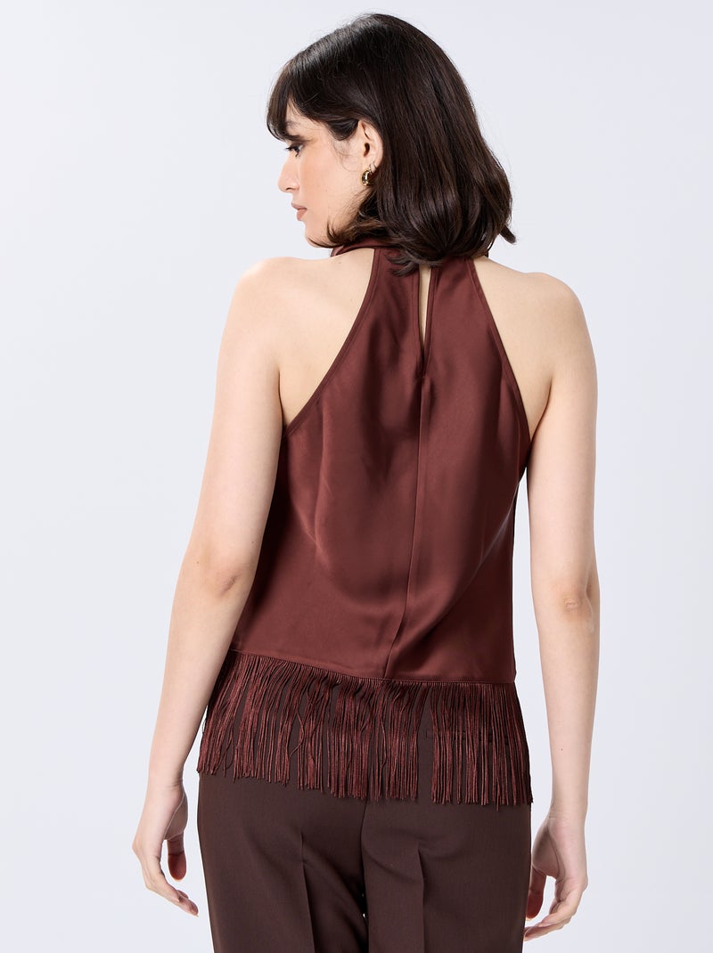 Top com gola halter drapeado Castanho - Kiabi