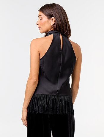 Top com gola halter drapeado