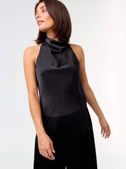 Top com gola halter drapeado - Kiabi