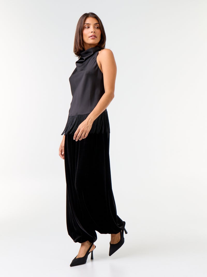 Top com gola halter drapeado Preto - Kiabi