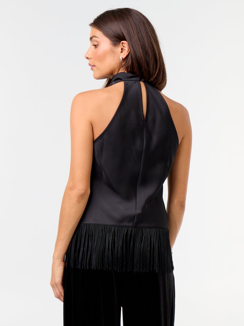 Top com gola halter drapeado Preto - Kiabi