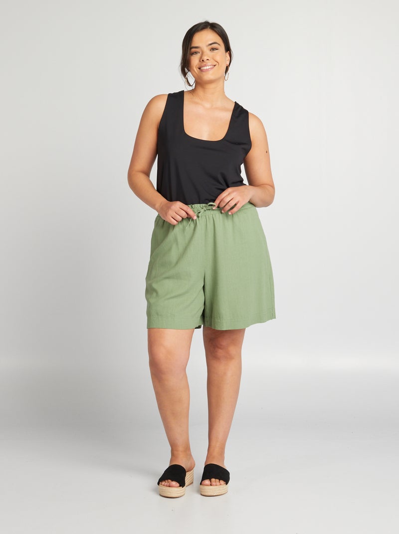 Top com gola quadrada em microfibra PRETO - Kiabi