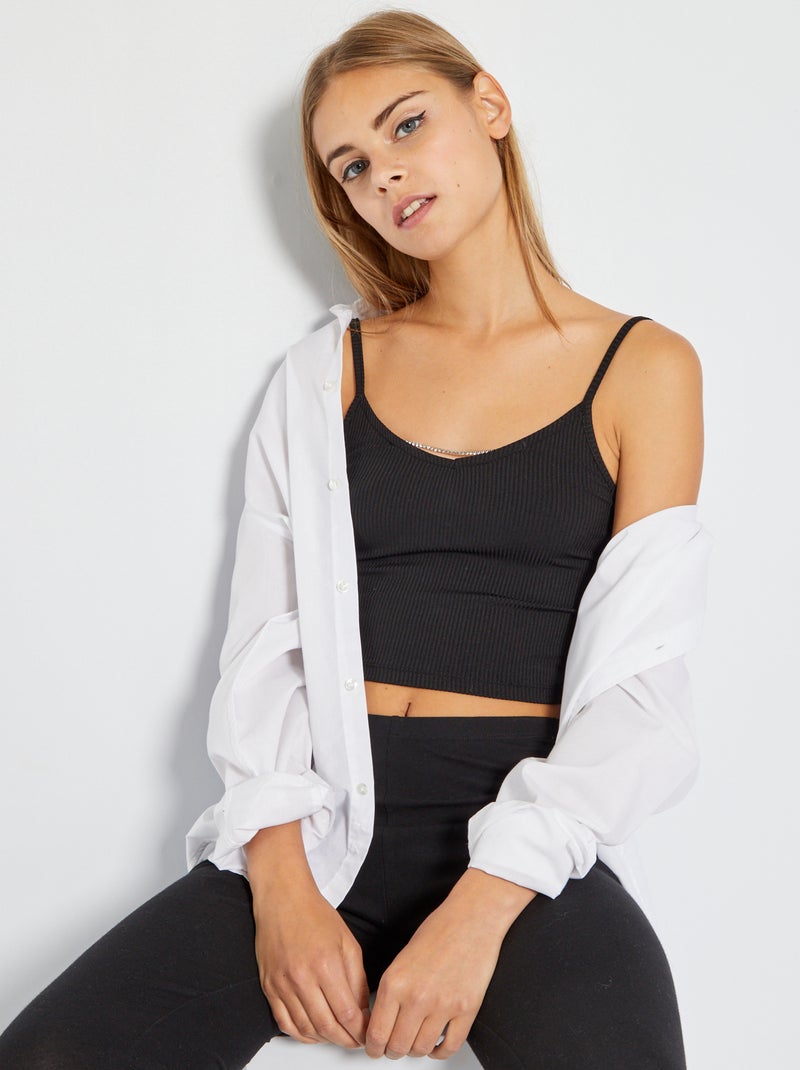 Top com joias de fantasia Preto - Kiabi