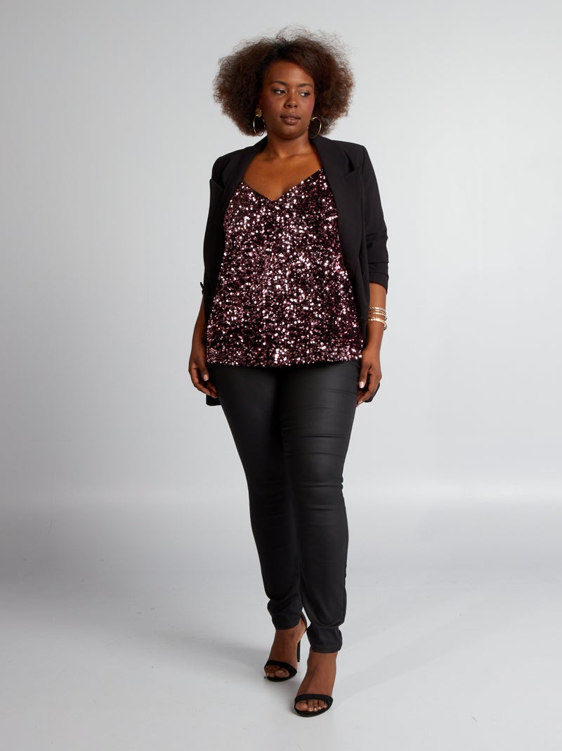 Top com lantejoulas PRETO - Kiabi